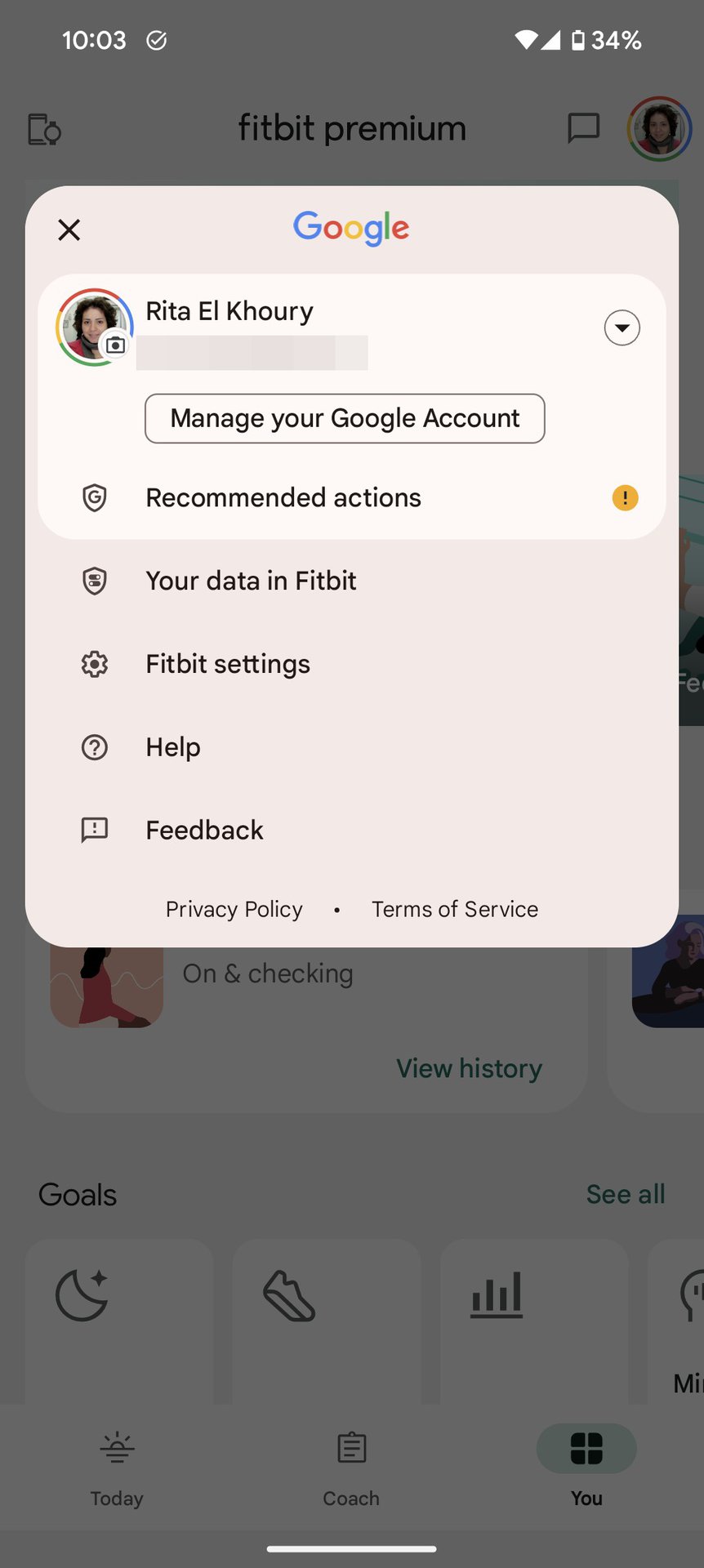 fitbit app screenshot profile