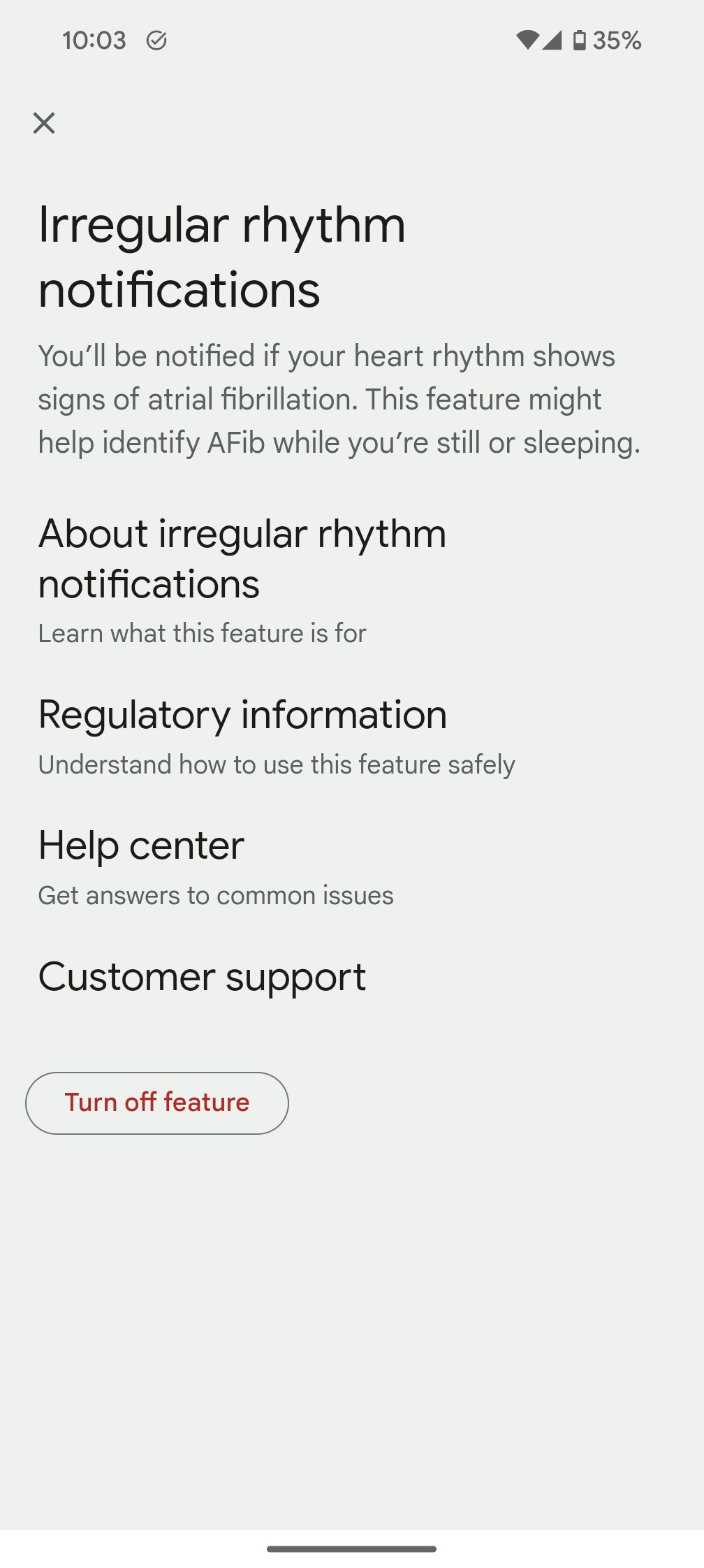 fitbit app screenshot settings irregular rhythm afib notification final