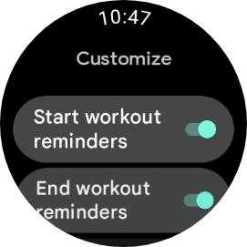 google pixel watch 2 screenshot fitbit exercise bike settings workout reminders