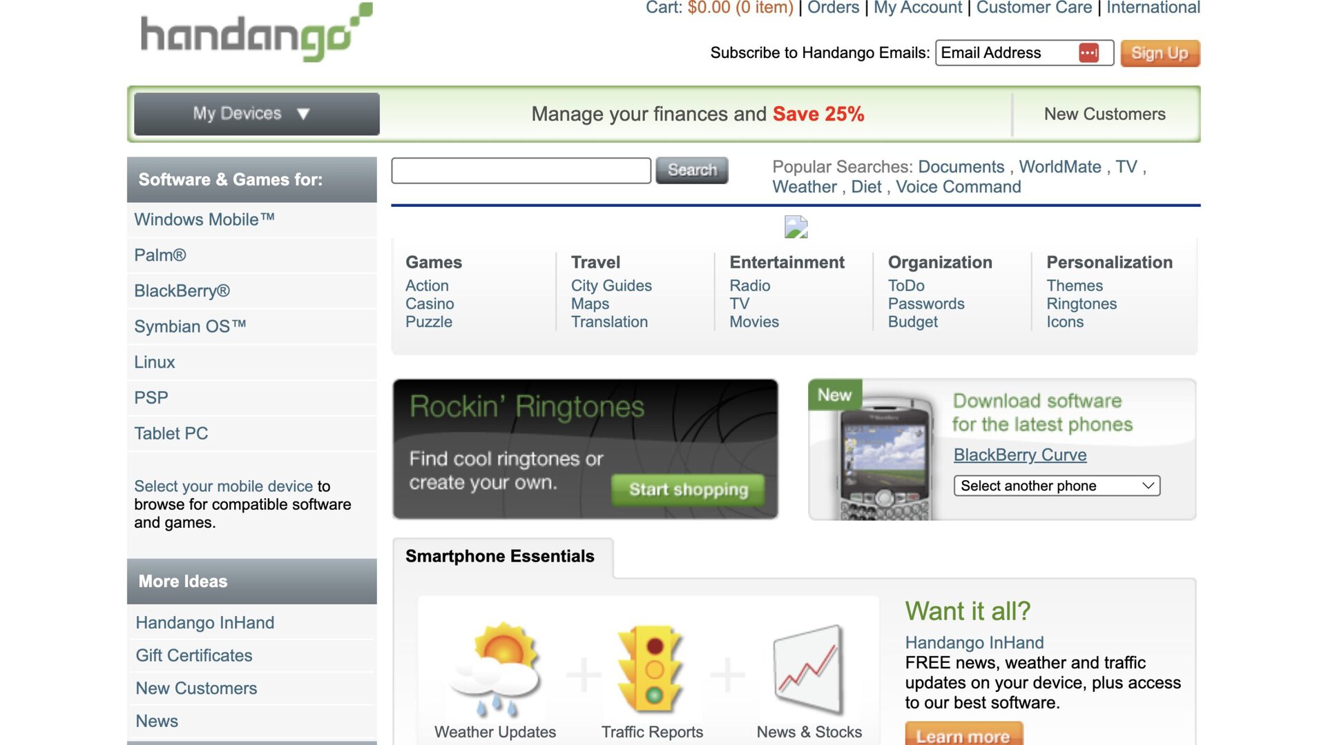 handango mobile app store circa 2008