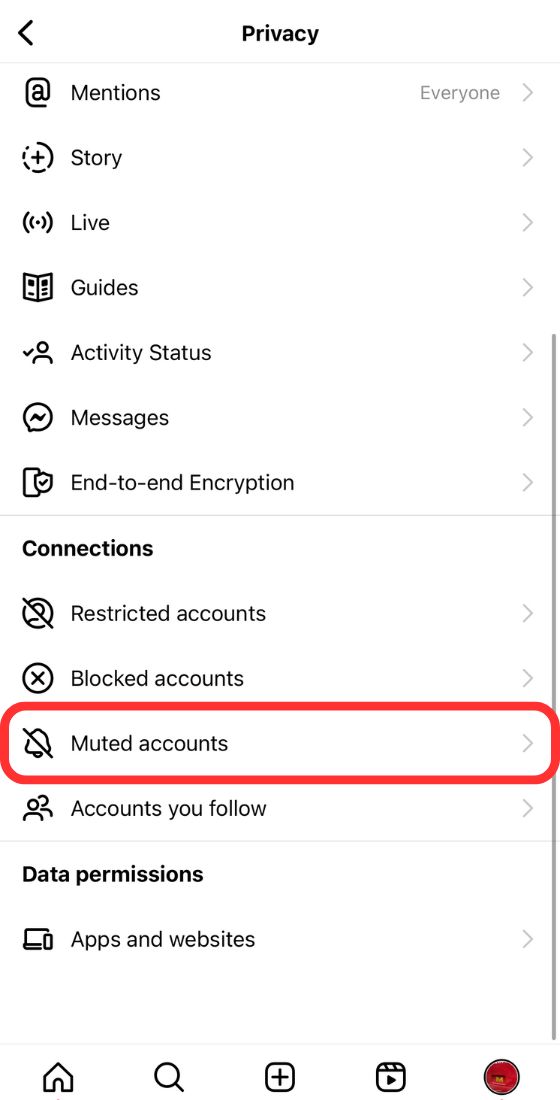instagram muted accounts