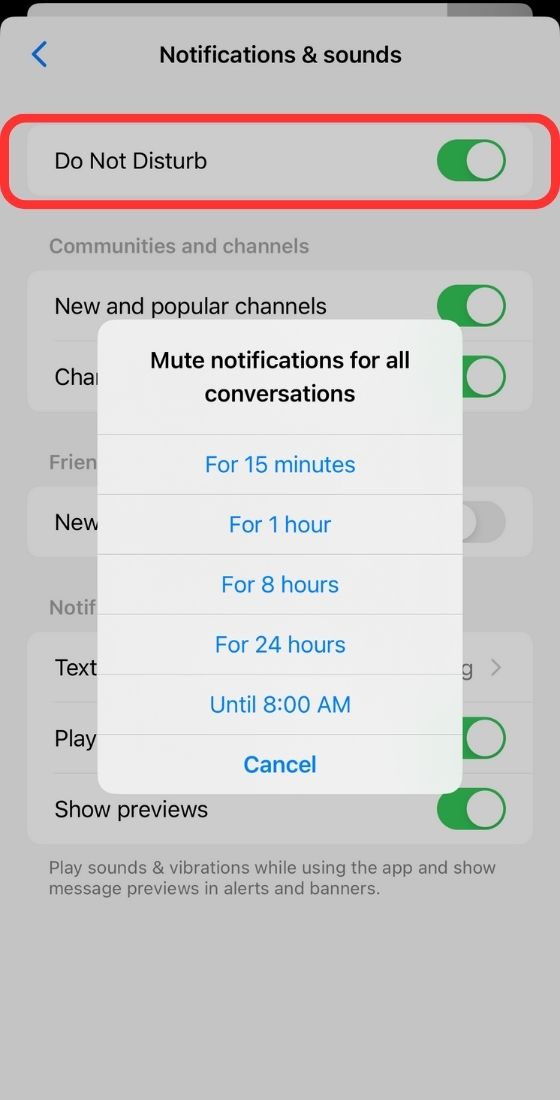 messenger mute notifications