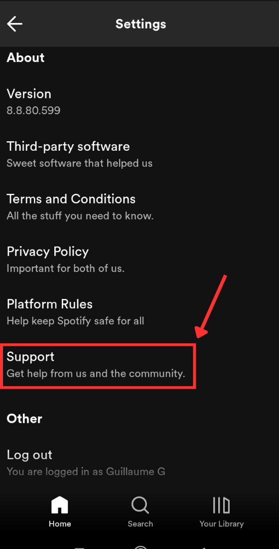 Spotify Support Button
