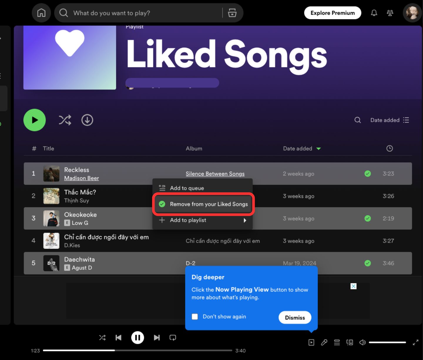 spotify remove liked songs