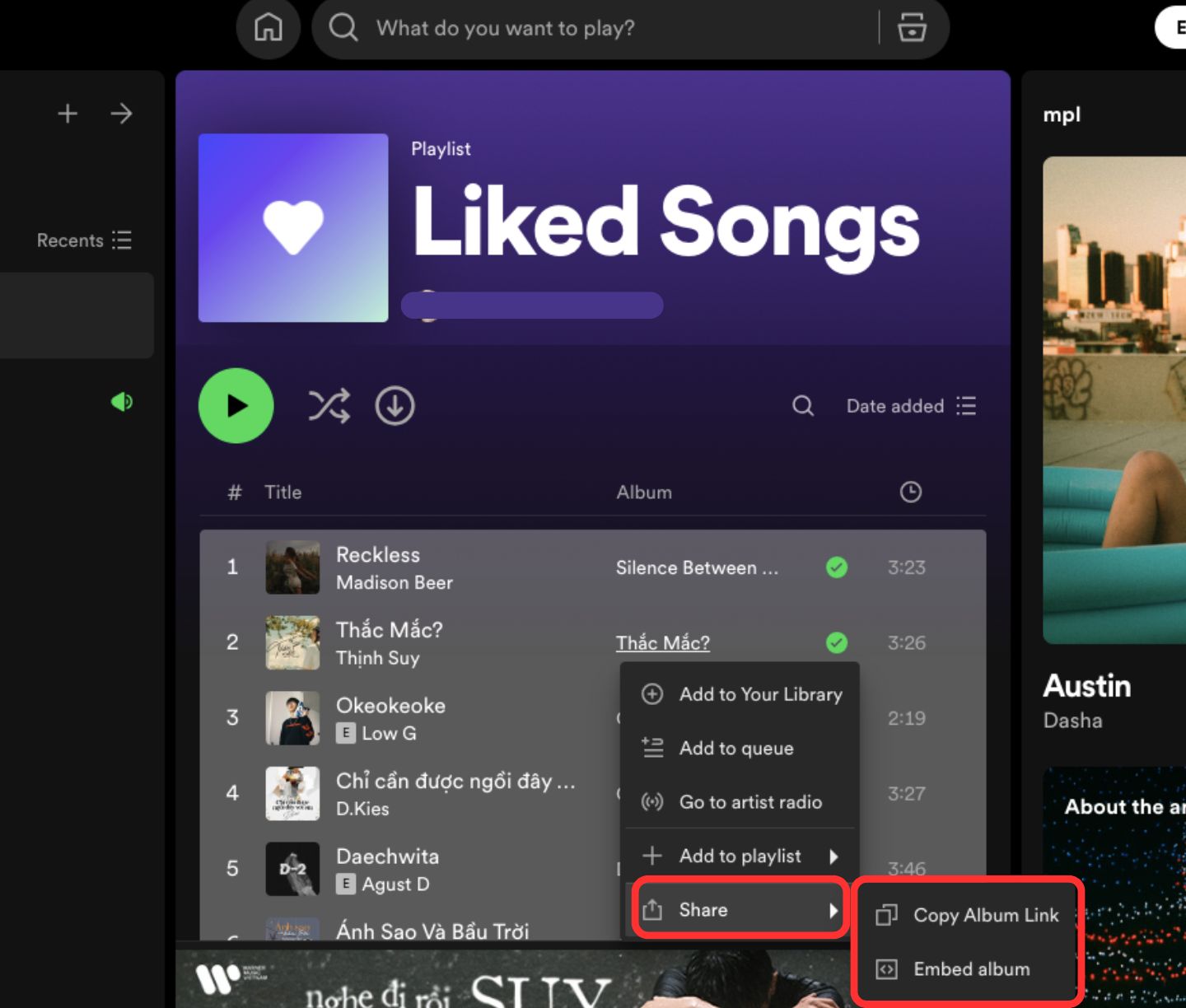 spotify share liked songs