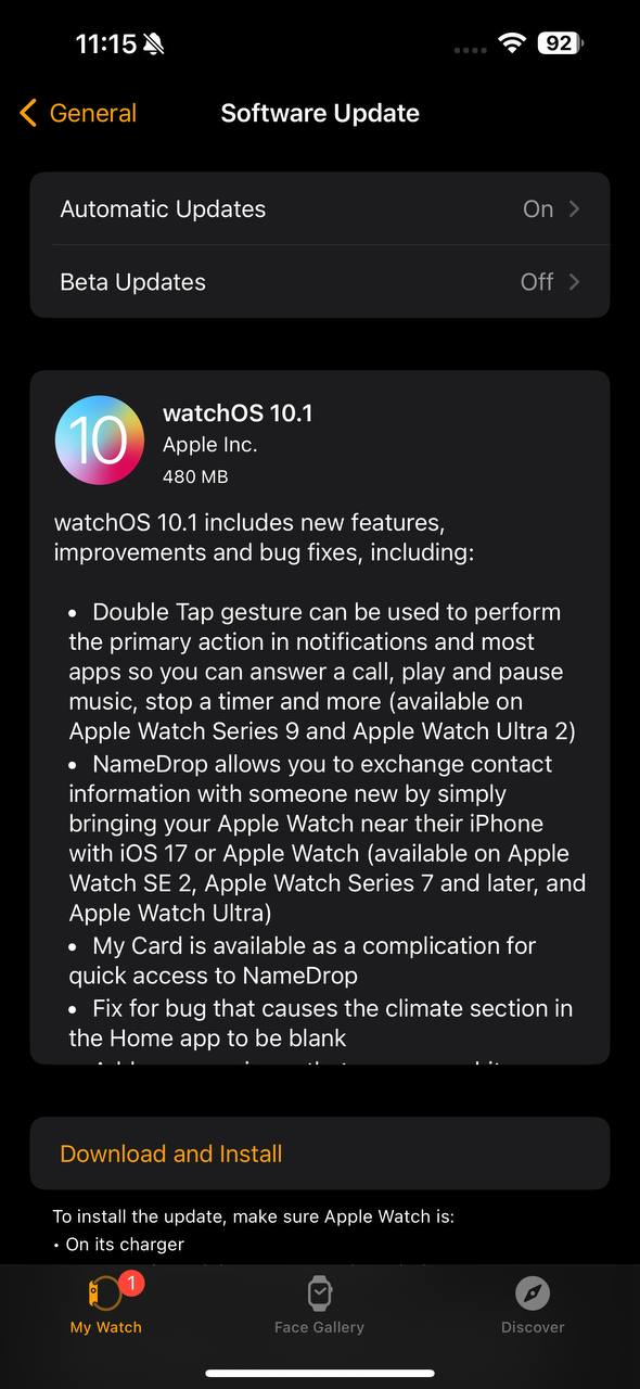 watchOS 10.1 rolling out 1