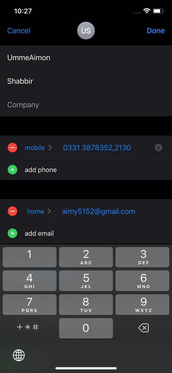 Add an extension to iPhone contact 2