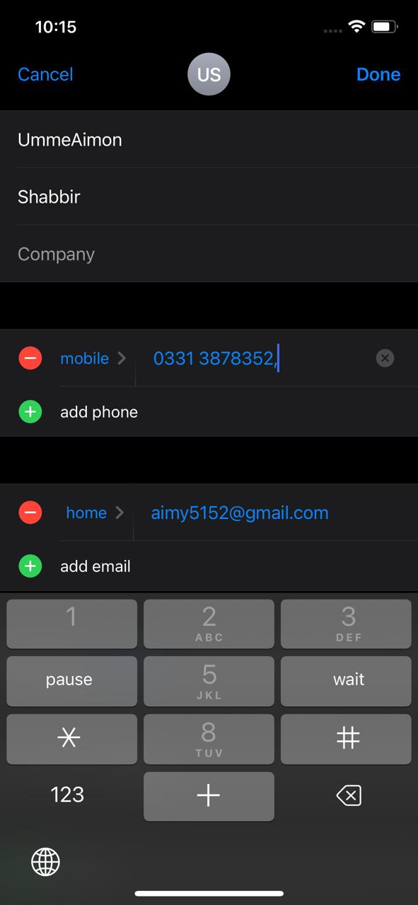 Add an extension to iPhone contact