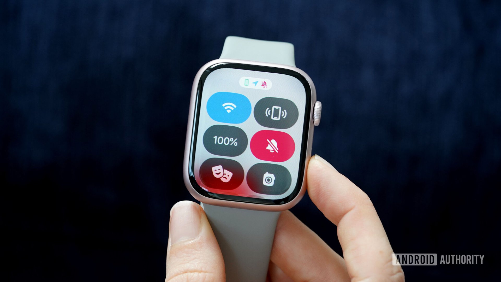 A user opens the Control Center on their Apple Watch Series 9 via the side button.
