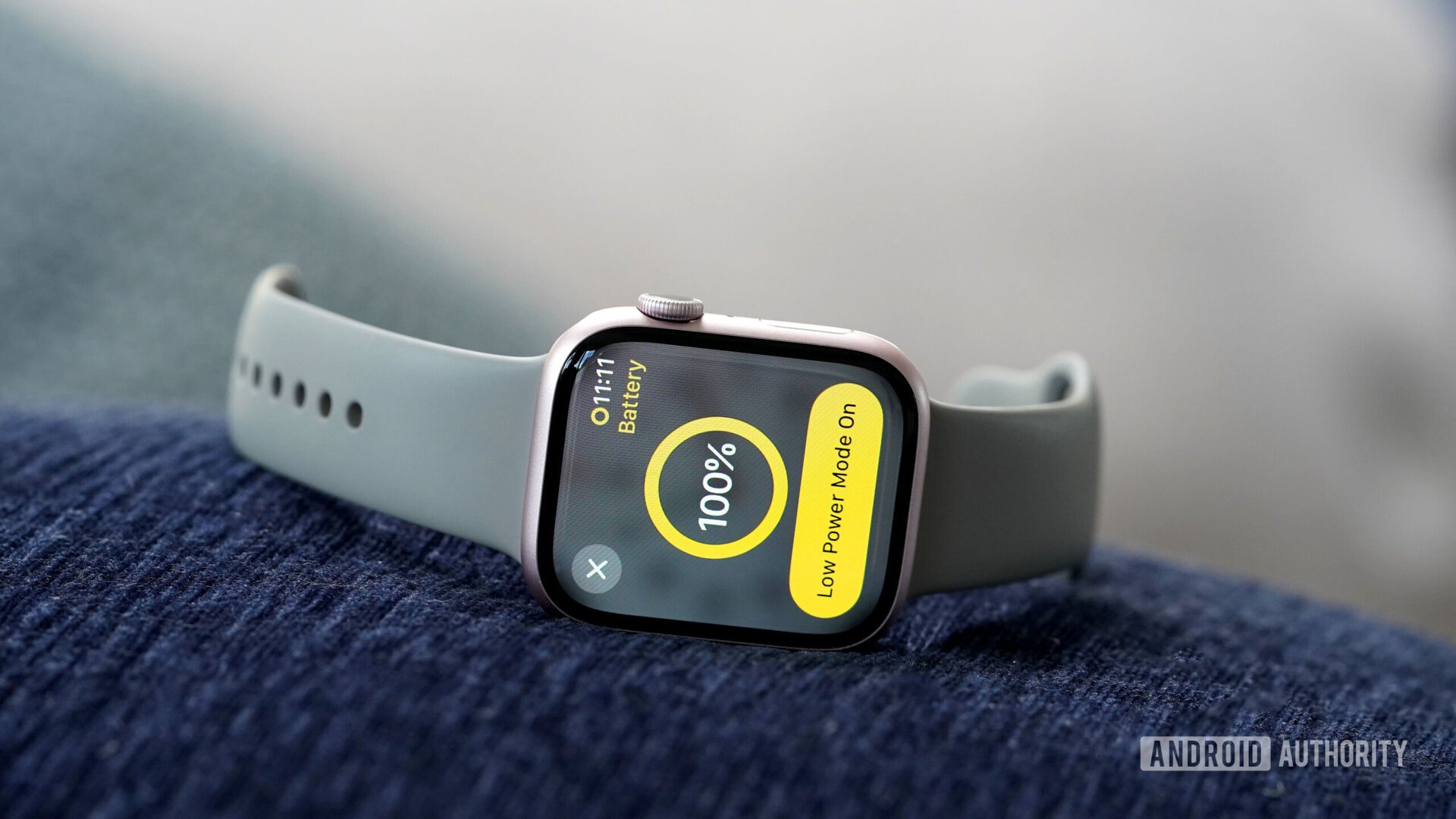 An Apple Watch Series 9 rests in Low Power Mode.