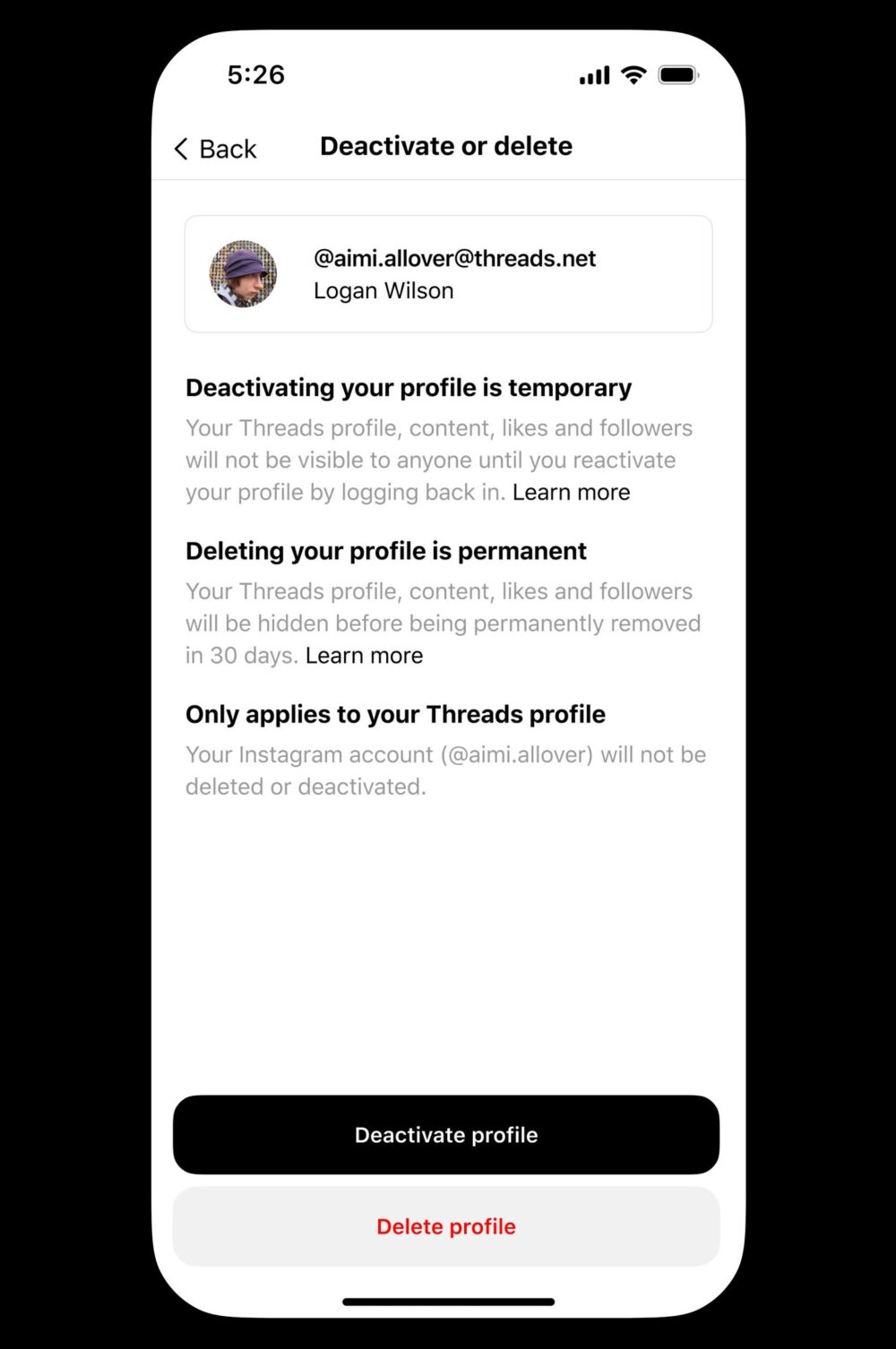 You can now delete your Threads account without deleting your Instagram