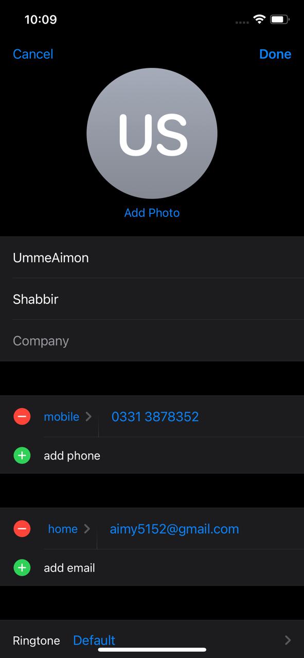 Edit phone number in iPhone contact
