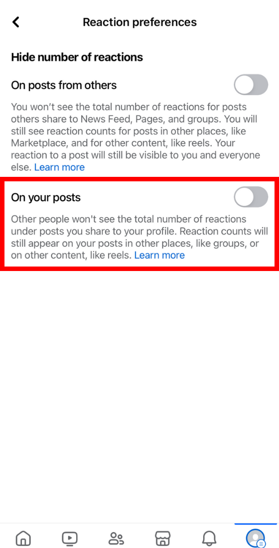 Facebook On your posts