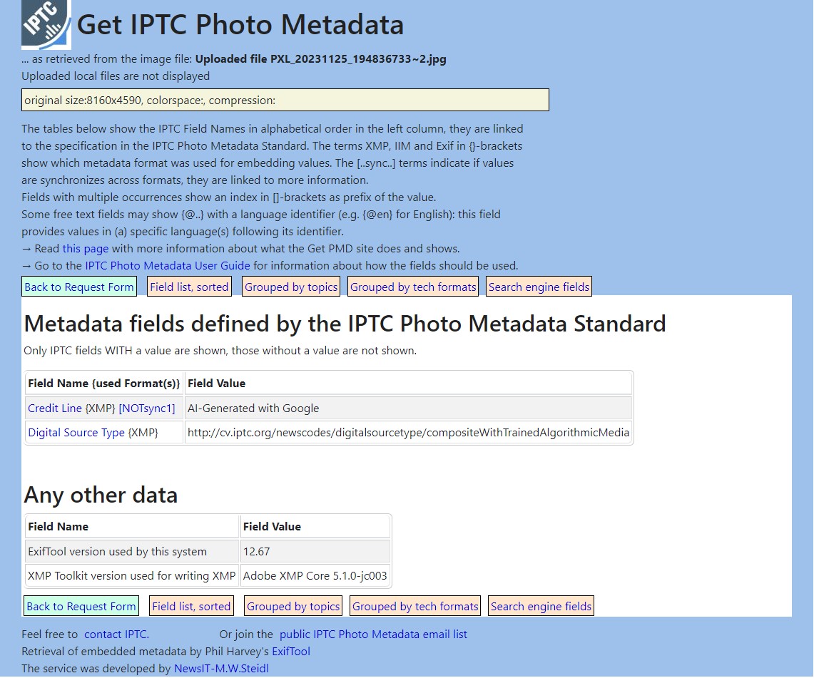 Google Generative AI Images Watermark Metadata from IPTC