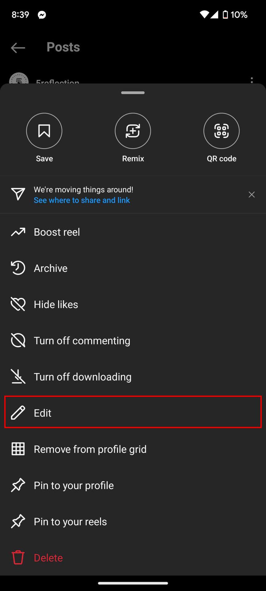 How to edit Instagram Reel settings (3)