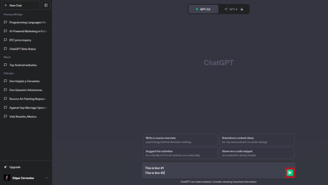 How to enter a new line in ChatGPT - Android Authority