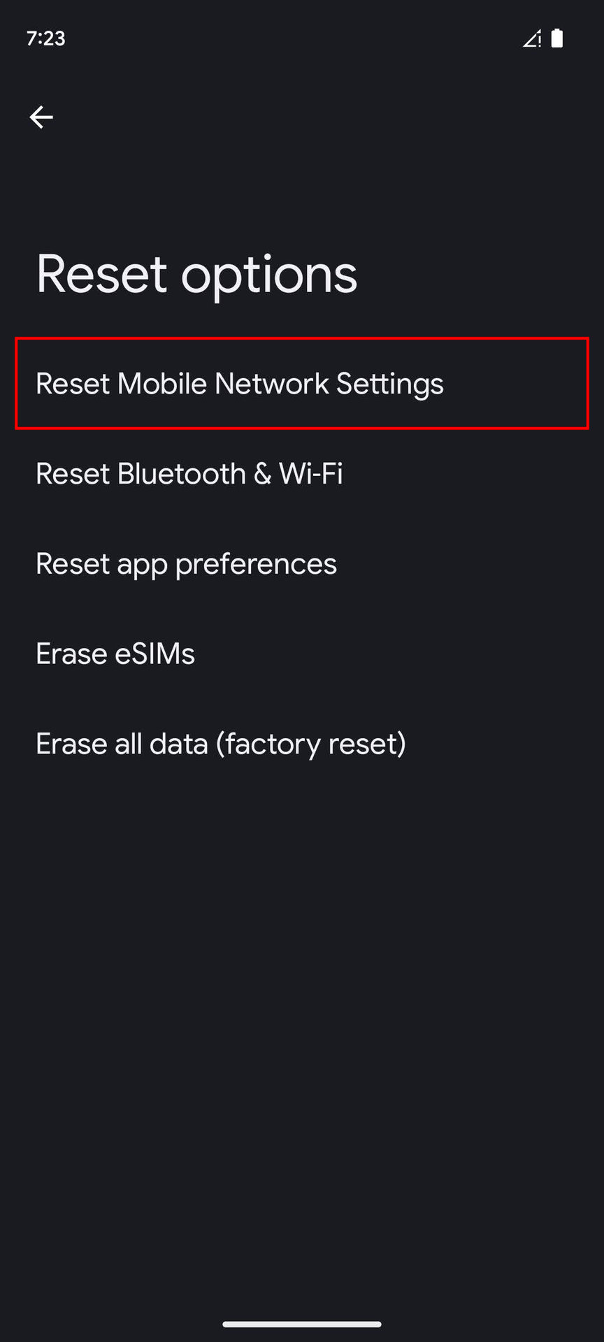 How to reset mobile network settings on Android (3)