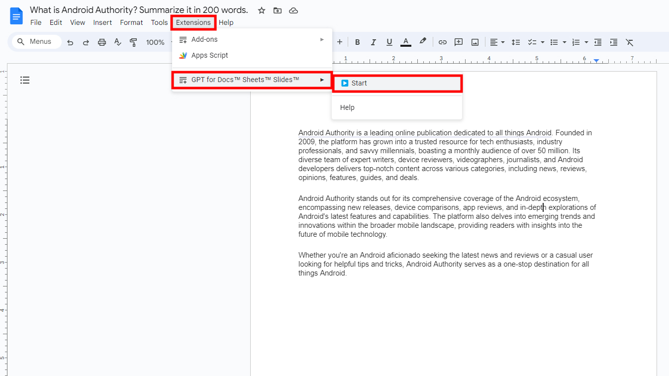 How to use GPT Workspace on Google Docs (4)