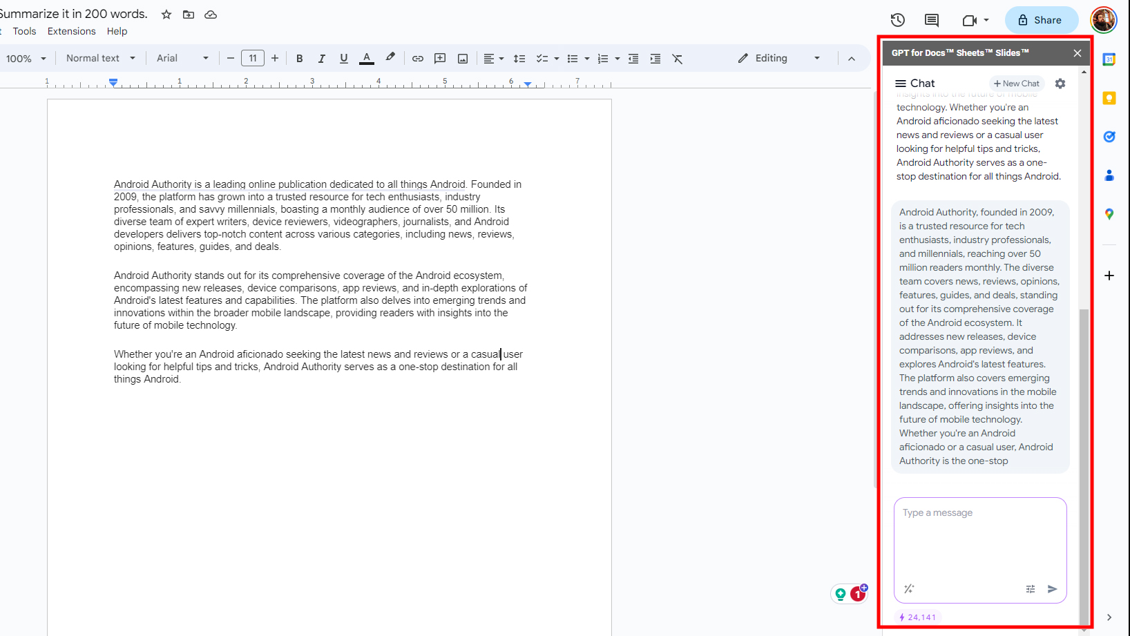 How to use GPT Workspace on Google Docs (5)