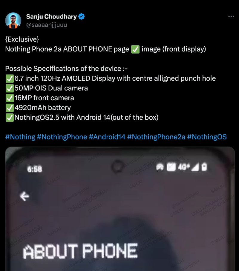 Nothing Phone 2a leak tweet
