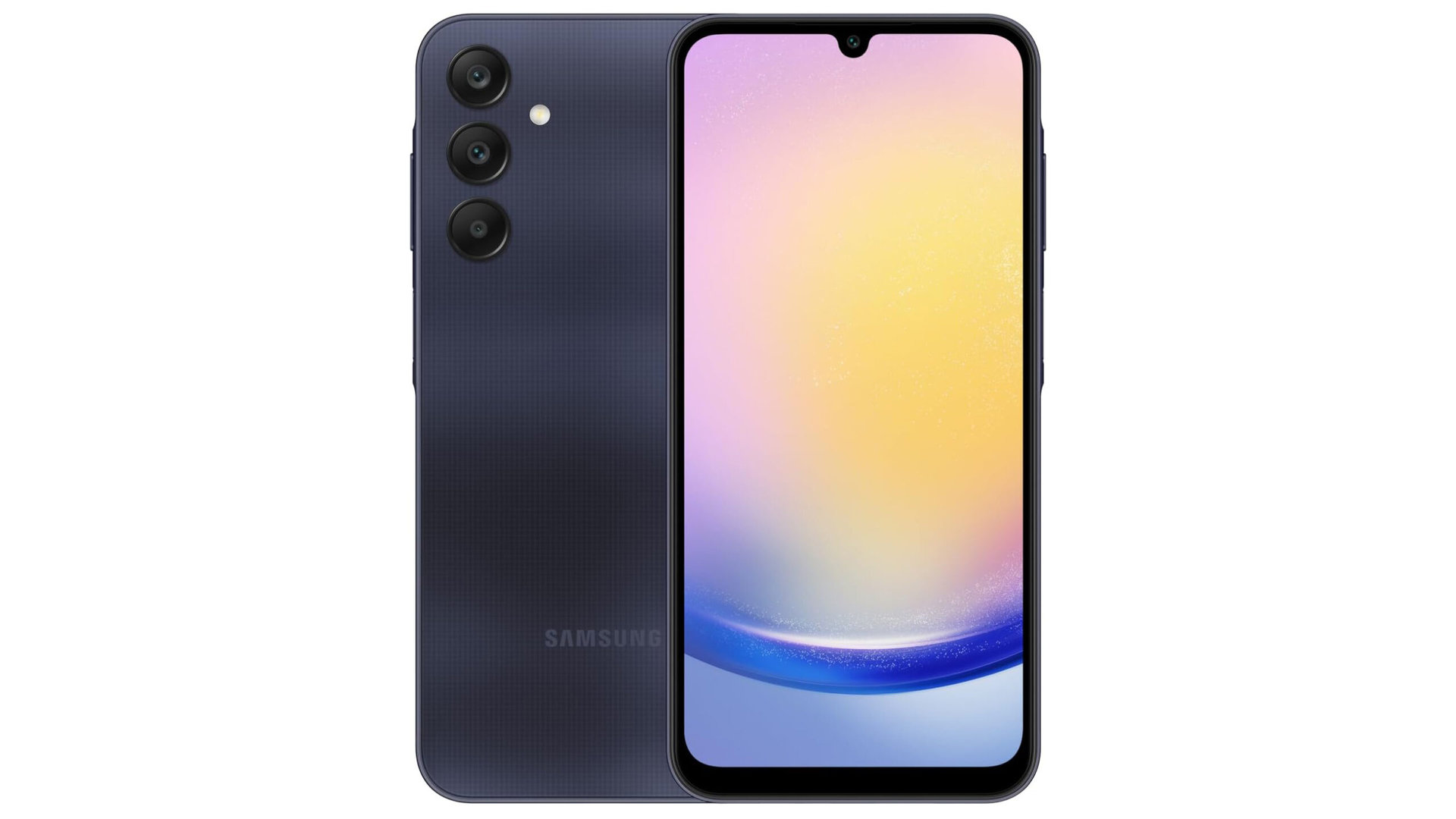 Samsung Galaxy A25 stock photo front and back
