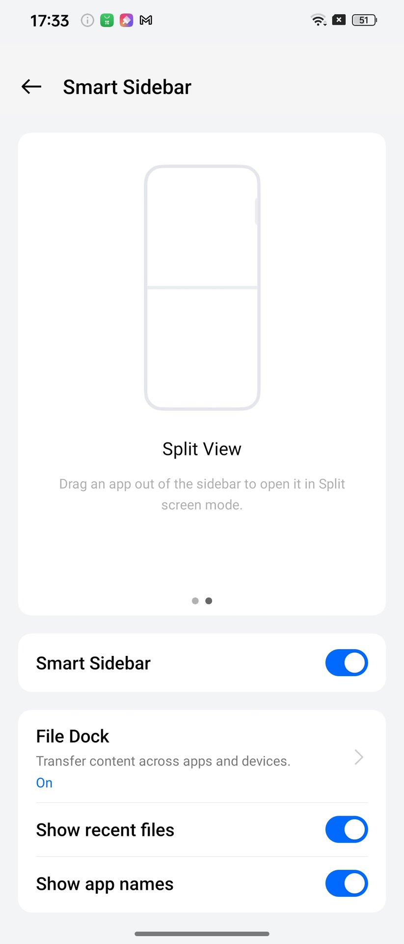 Smart Sidebar Color OS 14
