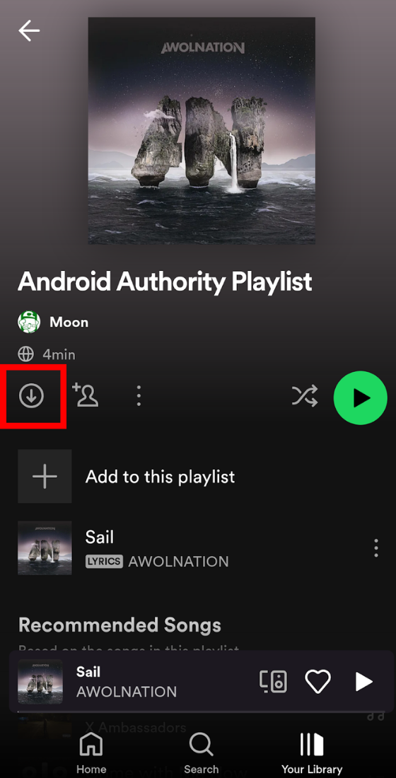 Spotify downward arrow shaped icon