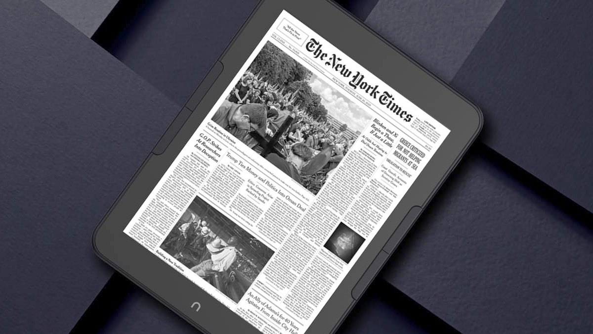 The New York Times on a Nook GlowLight 4 Plus