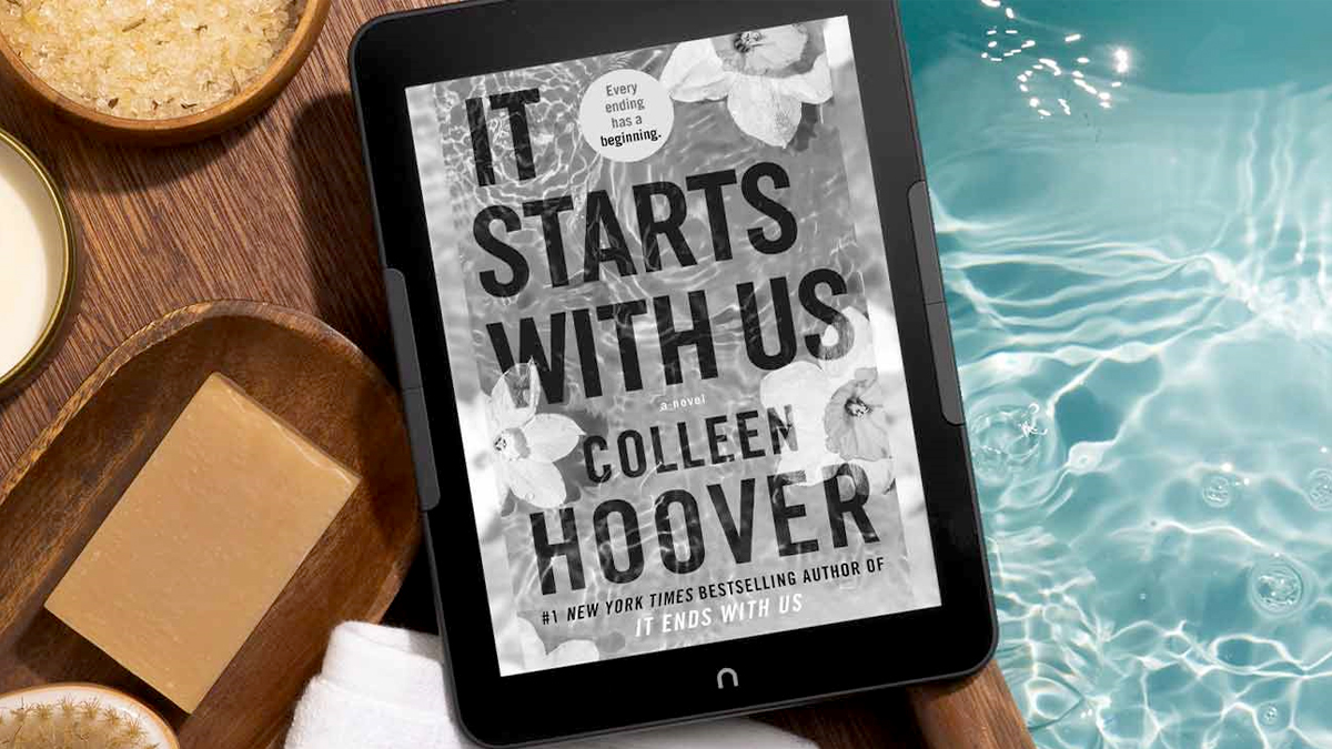 The Nook GlowLight 4 Plus by a pool