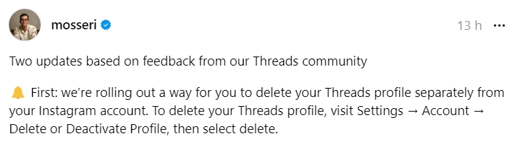 Threads account delete
