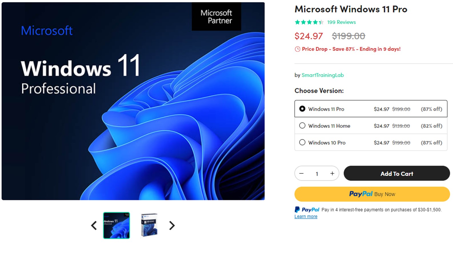 Microsoft Windows 11 Pro is 87% off