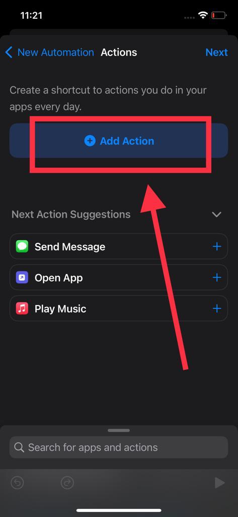add action iphone