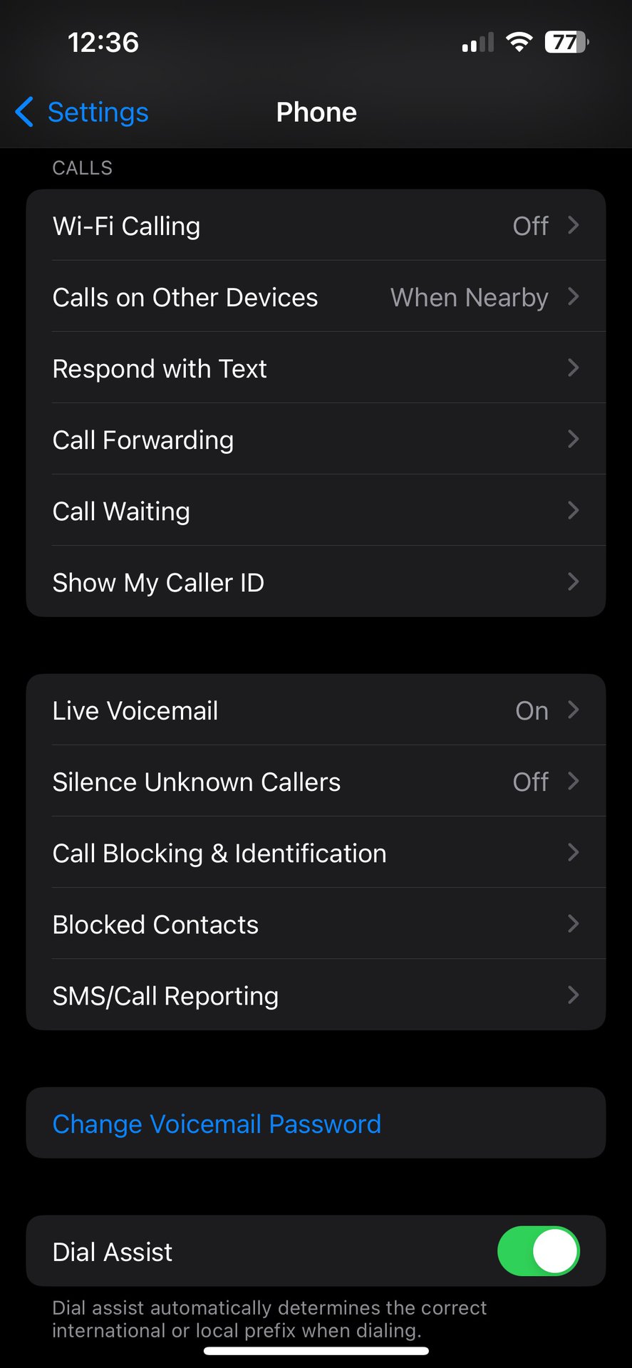 iOS 17 Phone settings