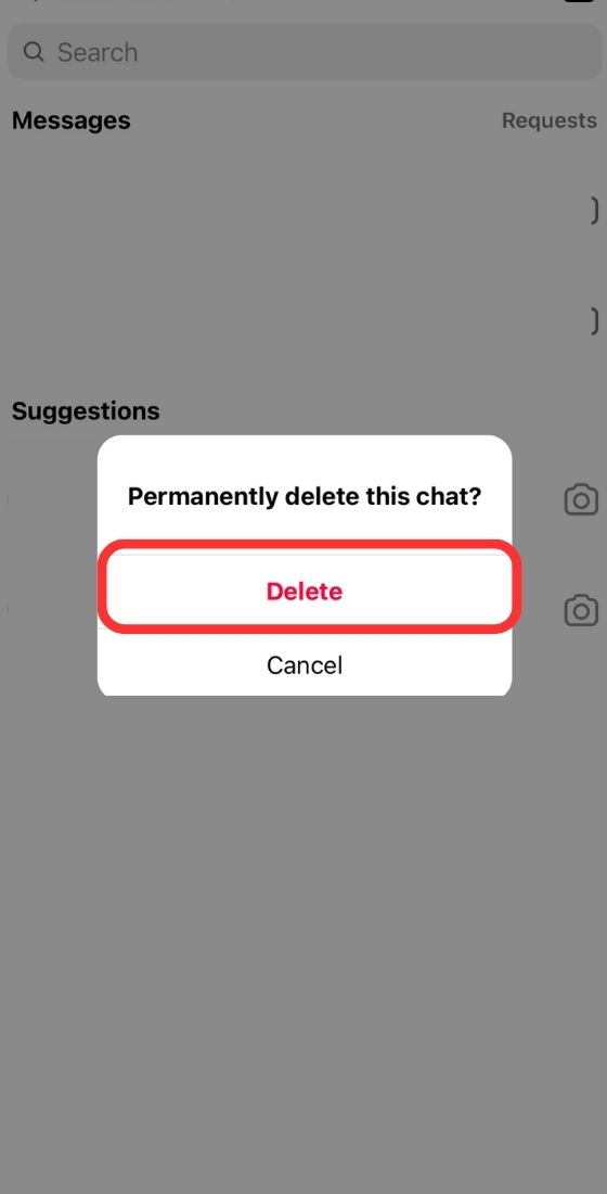 instagram delete chat