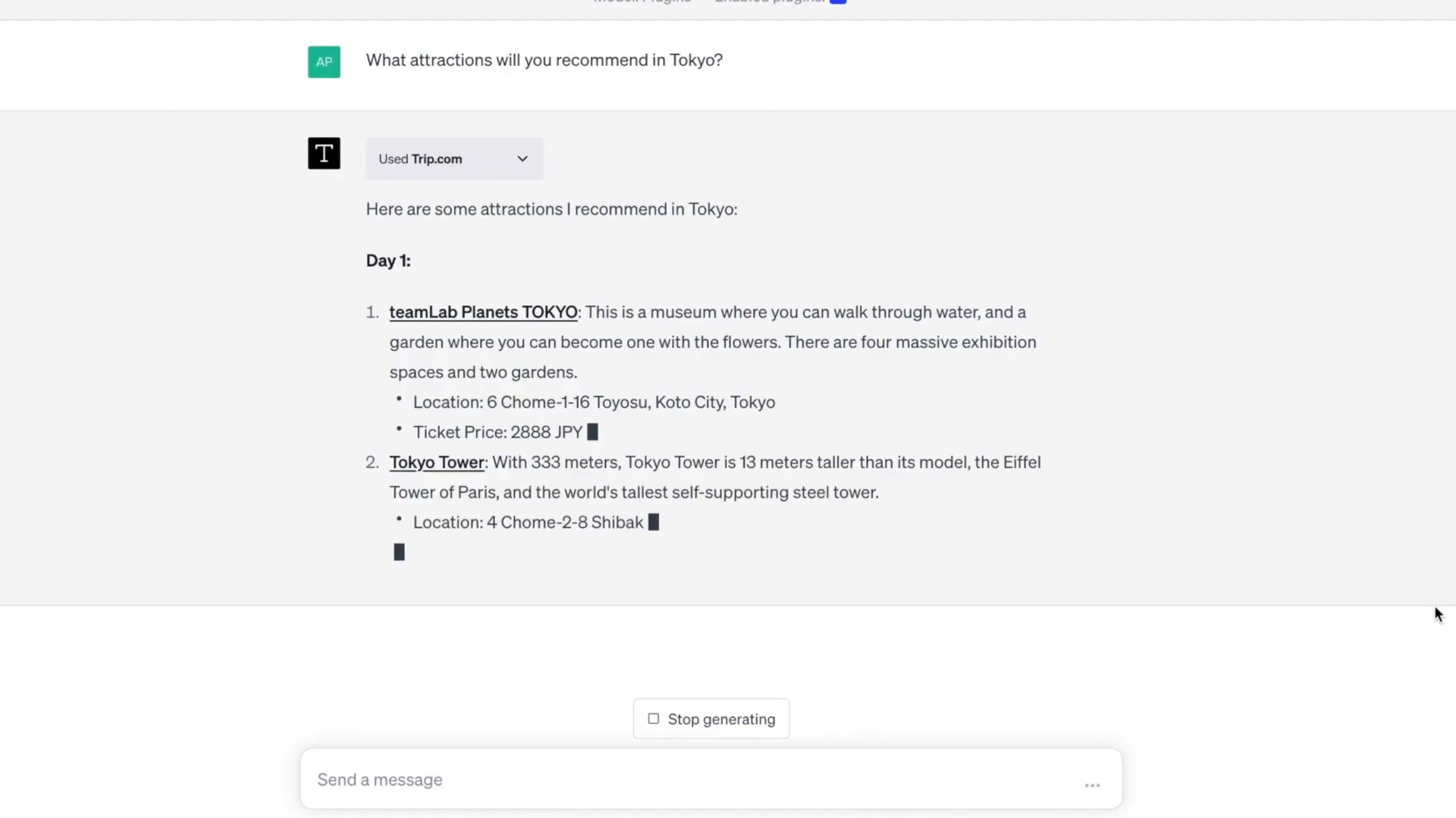 trip com chatgpt plugin screenshot