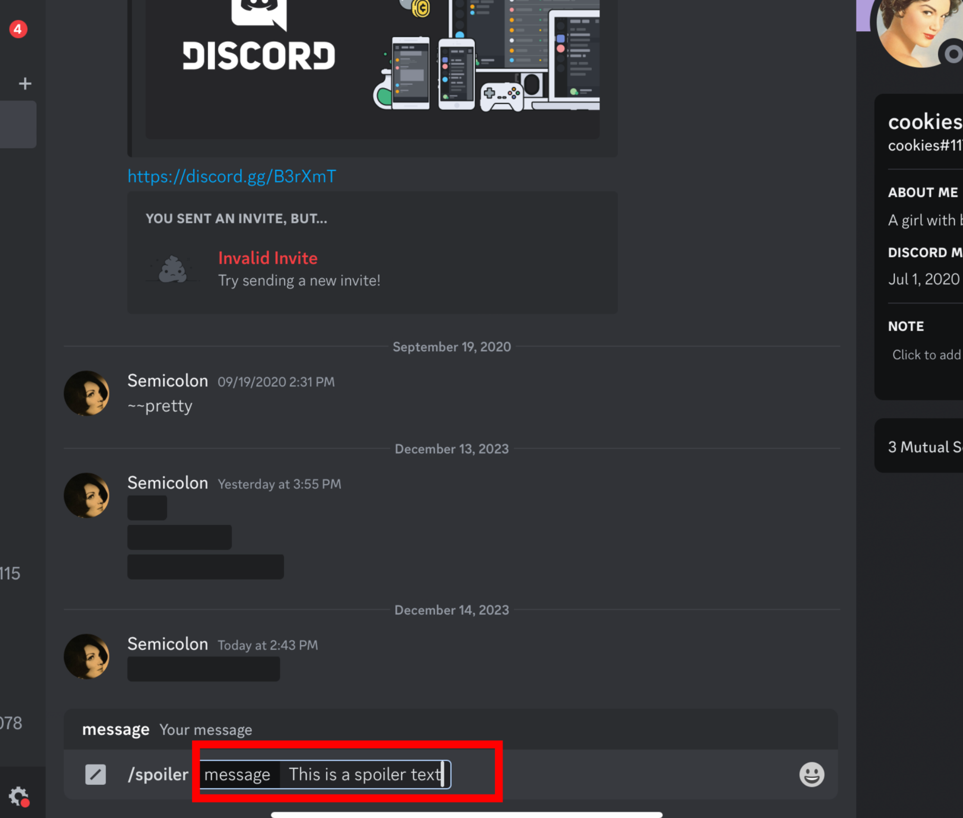 Discord a message box for a spolier text