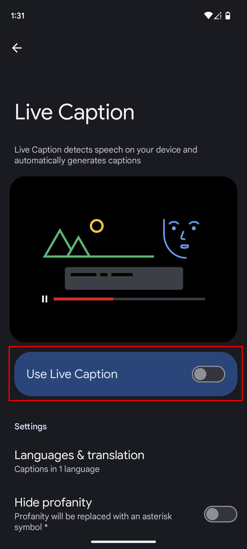 How to disable Live Caption from the settings (3)