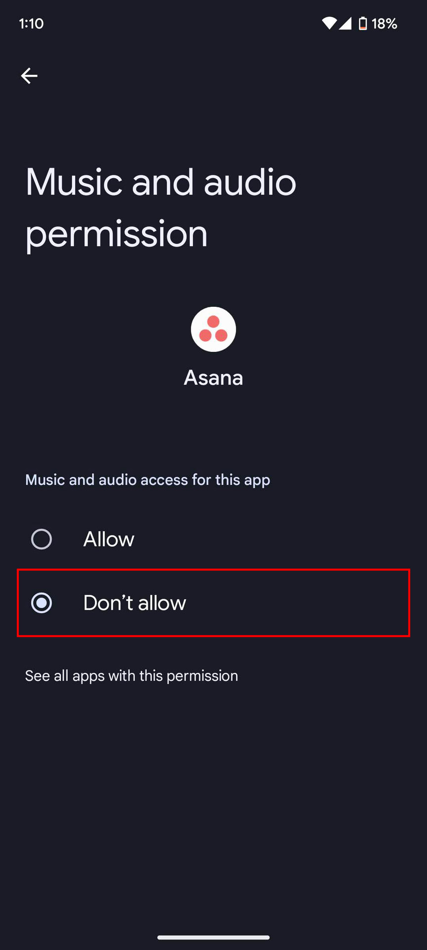 How to disable storage permissions for an Android app (5)