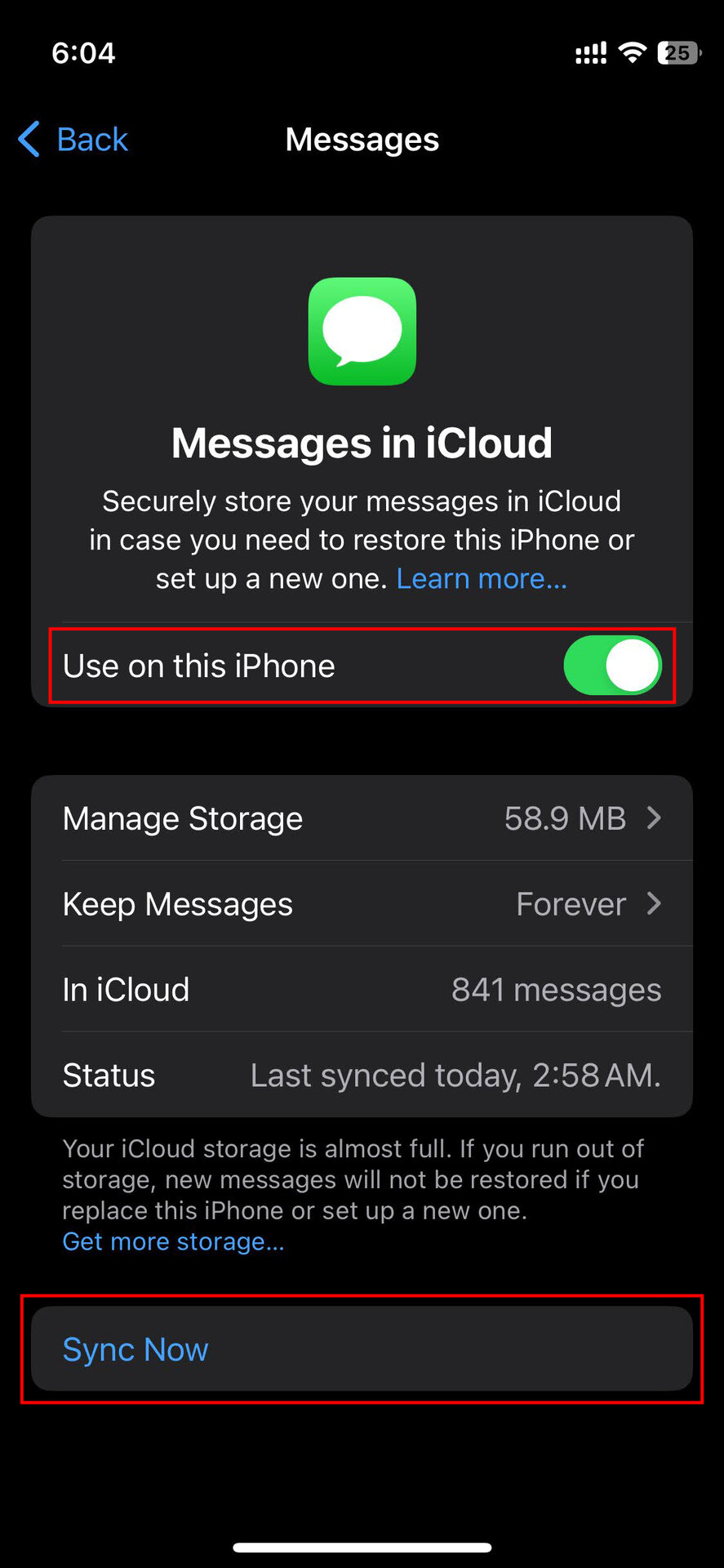 How to enable Messages iCloud backups (5)