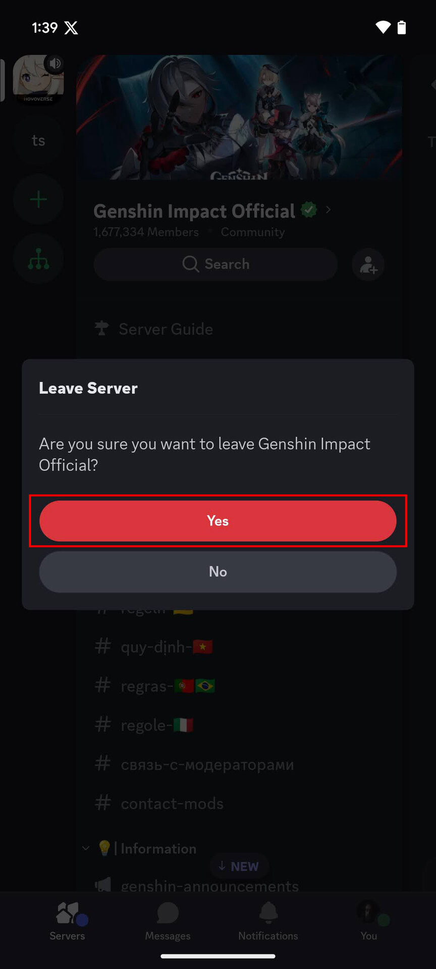 How to leave a Discord server on the mobile app (4)