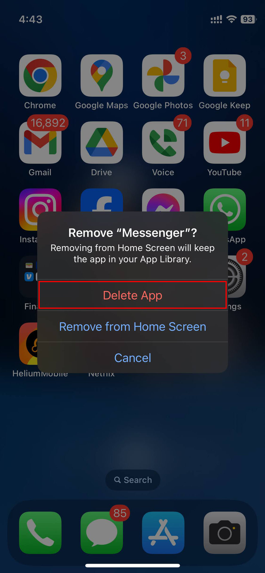 How to uninstall Facebook Messenger on iPhone (3)