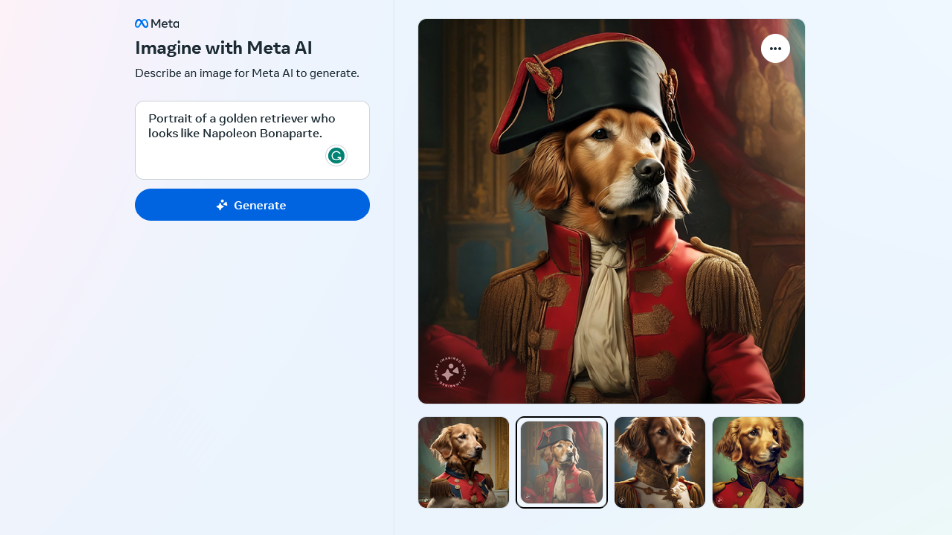 Imagine with Meta AI dog portrait