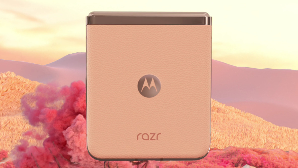 The Motorola Razr Plus is now available in the vibrant Peach Fuzz option