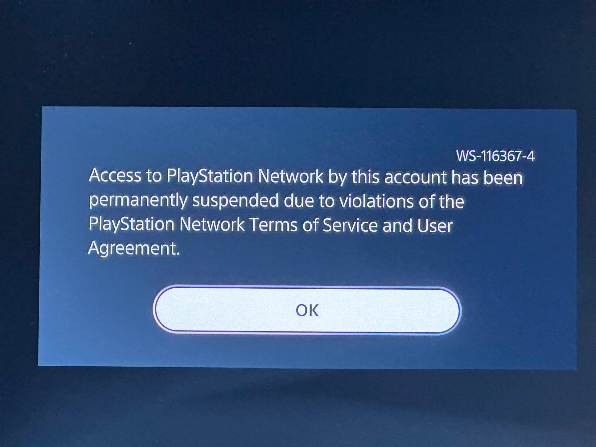 Playstation account suspension image