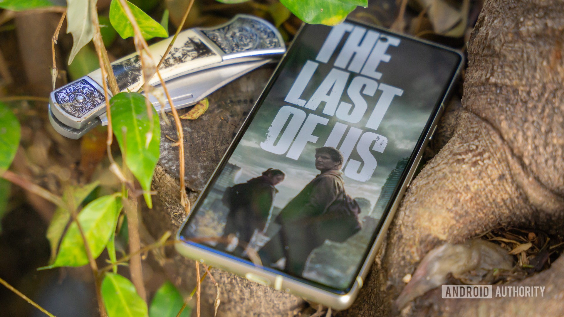 The Last of Us show on smartphone in nature stock photo (3)
