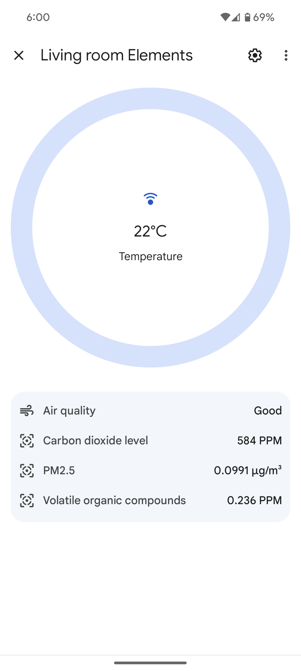 google home app air quality sensor