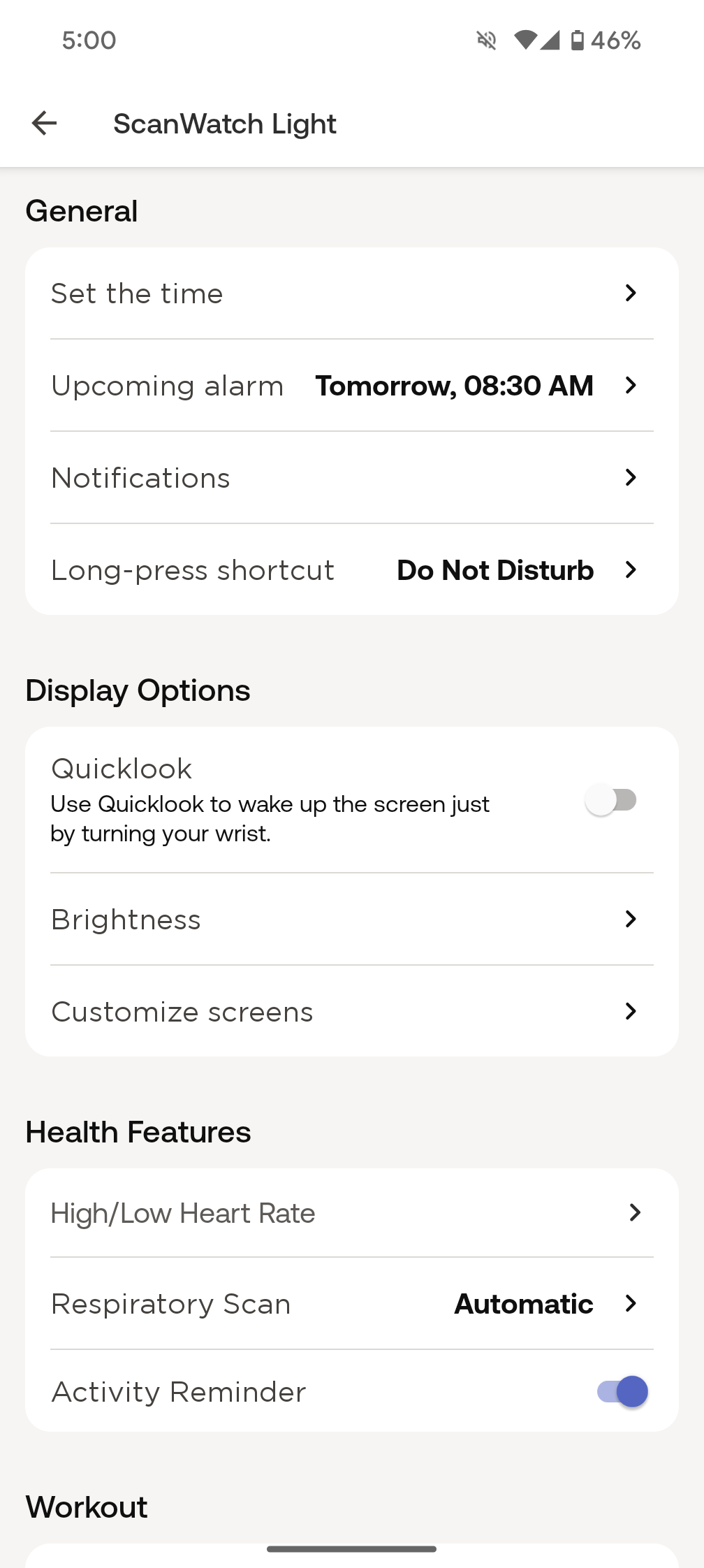 withings app scanwatch light settings 1