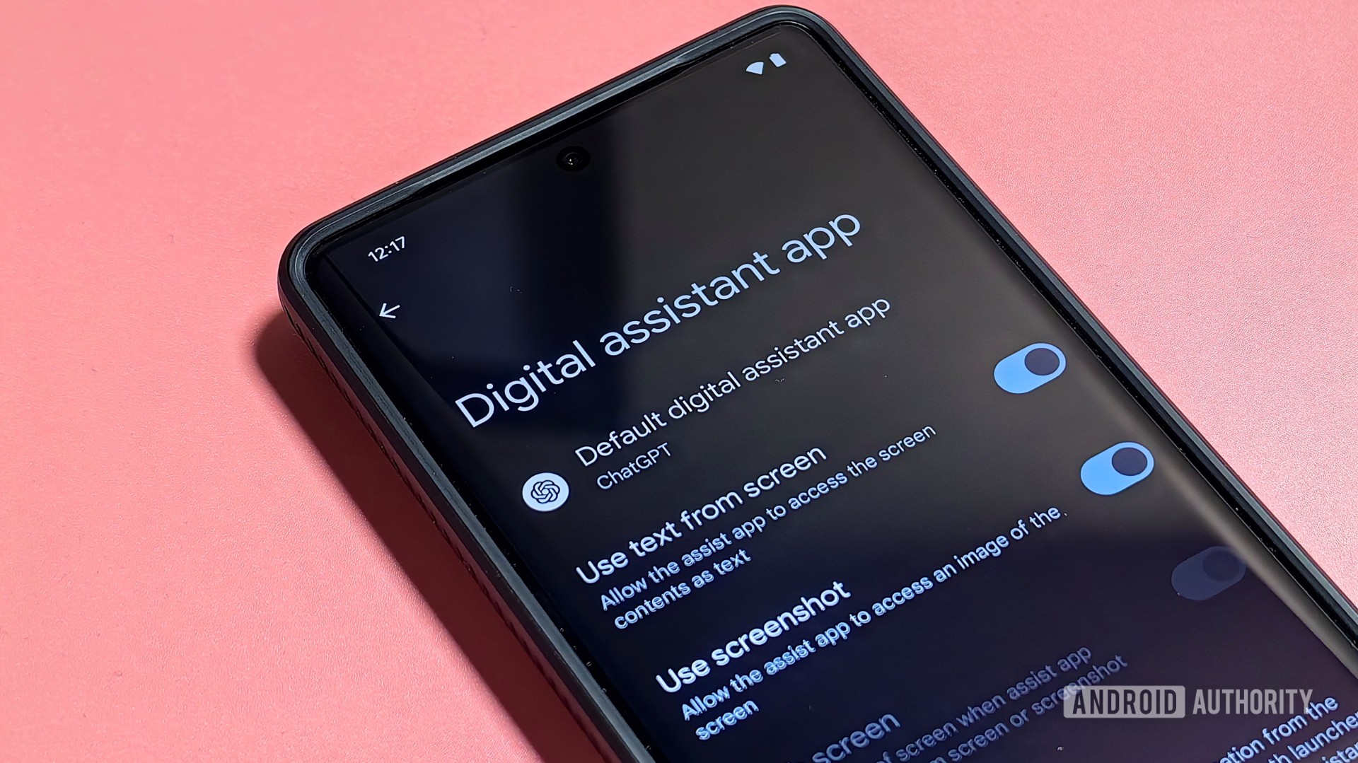 ChatGPT being set as the default digital assistant app