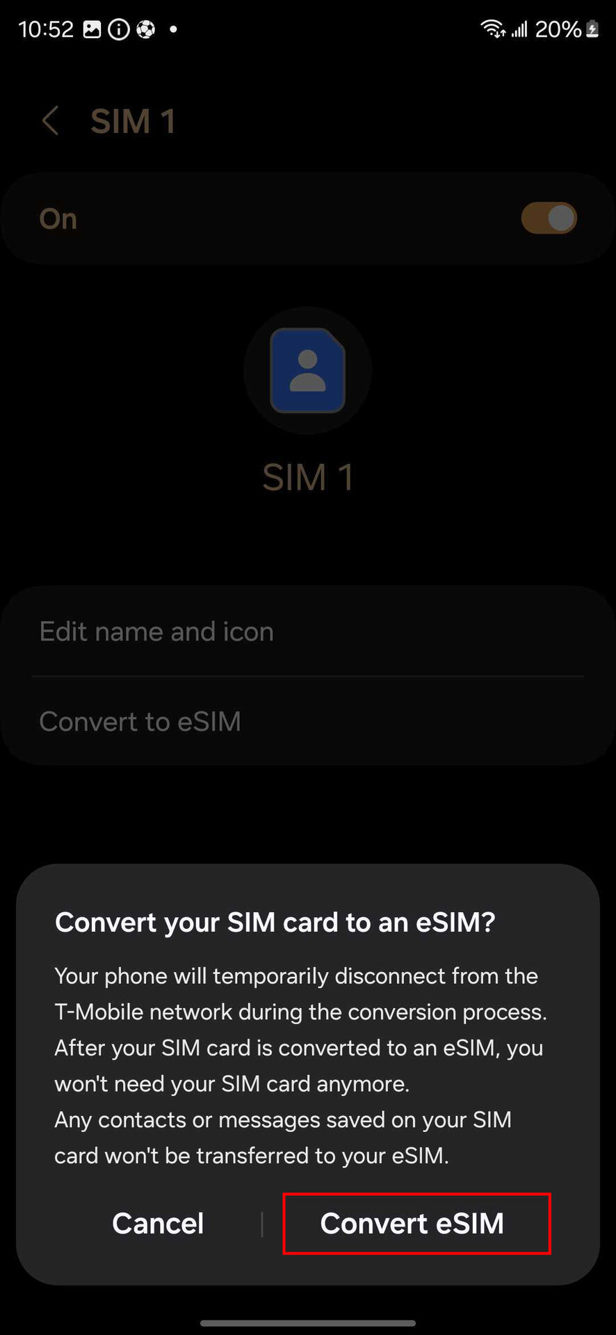 How to convert to eSIM on Samsung Galaxy S24 (5)