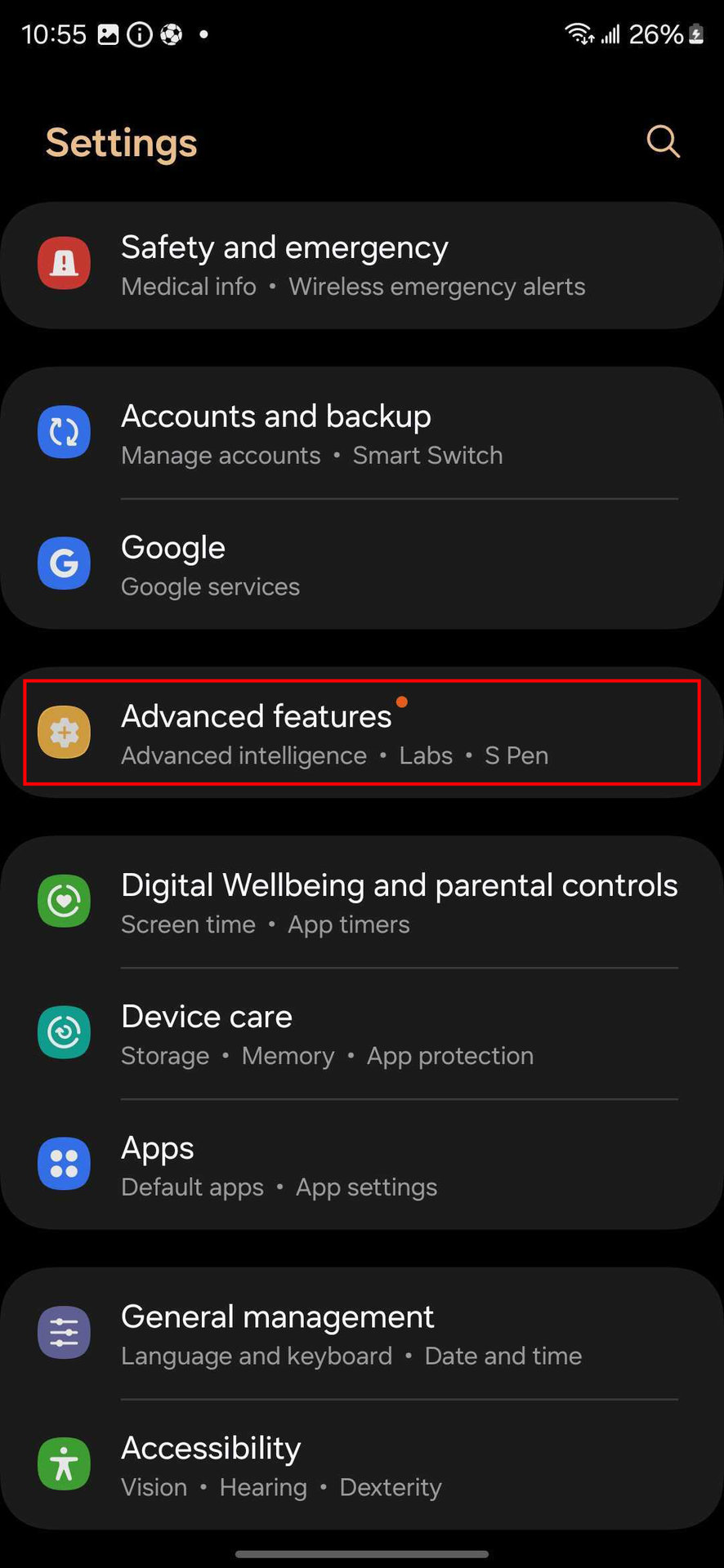 How to enable screenshot toolbar on Samsung Galaxy S24 (1)